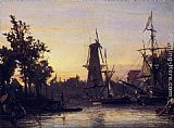 Johan Barthold Jongkind Canvas Paintings - Binneshaven, Rotterdam